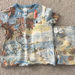 POLO by Ralph Lauren Tropical Print Baby Outfit. Tee and shorts